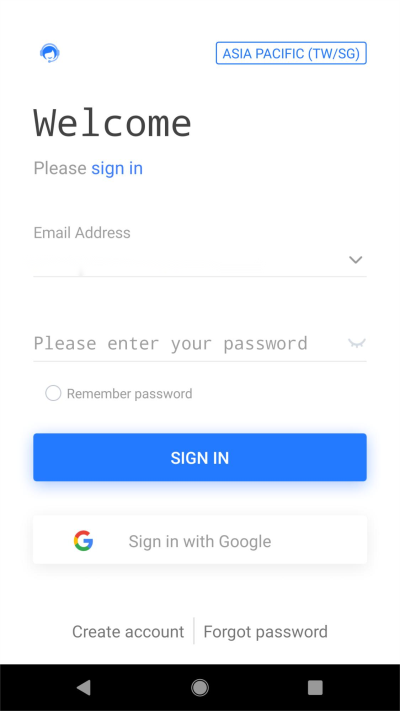 Sign up with email or log in with Google | Redfinger Cloud Android Emulator